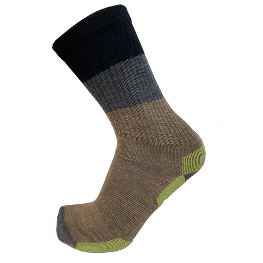 Point6 Hiking Block Stripe Light Crew Merino Wool Hiking Sock