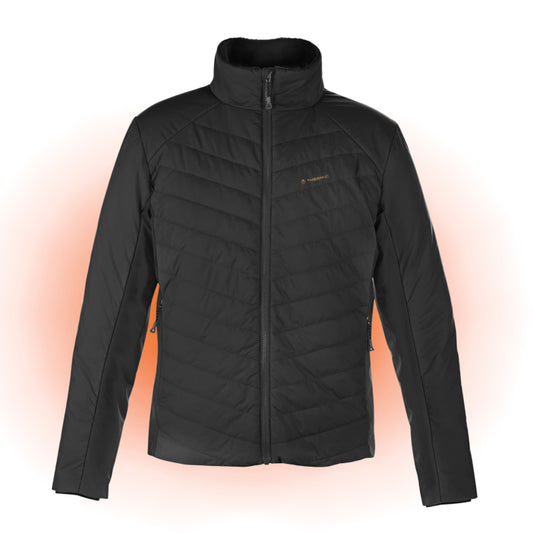 Thermic black heated winter jacket coat